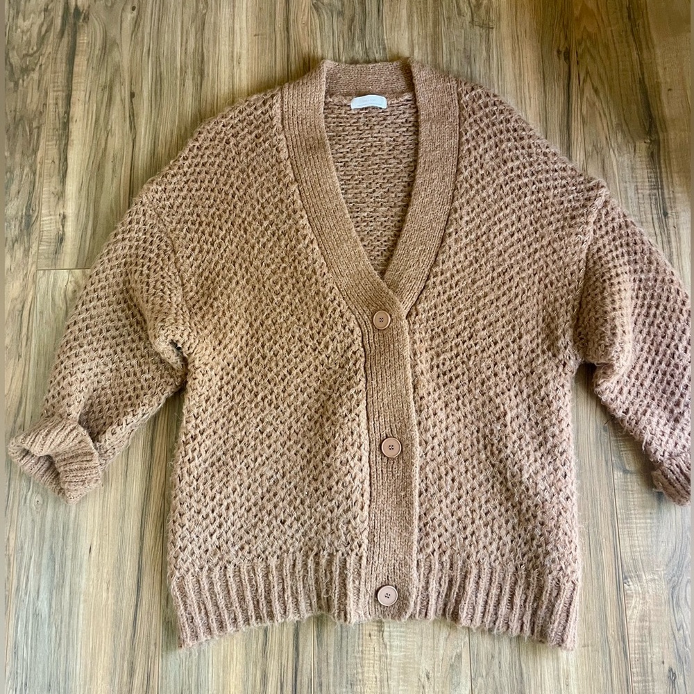Oak + Fort Cozy Chunky Knit Cardigan - Taupe Brown